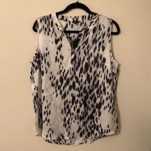 Milano Brand Silk Black and White Cheetah Tank